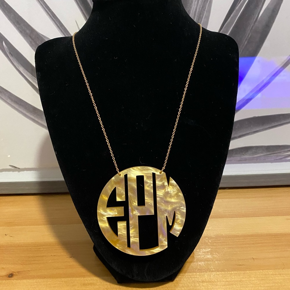 Extra Large Acrylic Block Monogram Necklace ‘EMP’